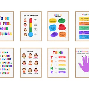 8 Calm Down Corner Posters Rainbow Classroom Psychology Prints Growth Mindset Therapy Office Decor Toddler Mental Health Poster Learning