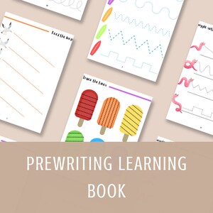 Prewriting Workbook Learning Book Homeschool PreK Preschool Tracing Practice Toddler Worksheets Tracing Practice Digital Download