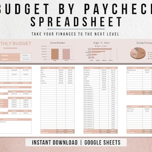 Budget by Paycheck Spreadsheet, Paycheck Budget Spreadsheet, Financial Planner, Monthly Budget Planner, Google Sheets Budget Template