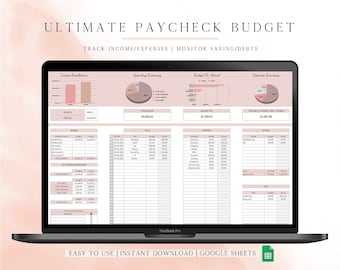 Gestisci al meglio i tuoi soldi / Foglio di calcolo definitivo per il budget mensile per Fogli Google, pianificatore di buste paga, monitoraggio di spese e risparmi