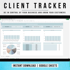 Client Tracker Spreadsheet | Small Business Template | Customer List Google Sheets | Customer CRM | Client Planner | Client Management