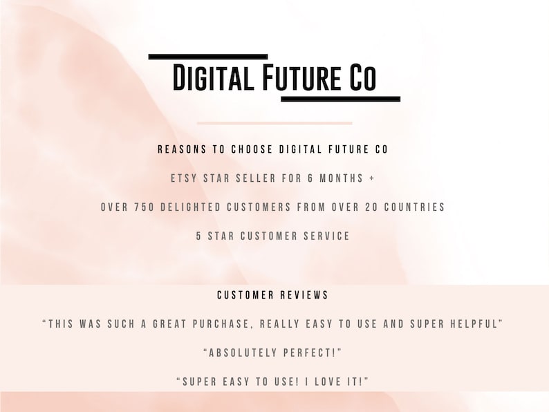 Puede incluir: Digital Future Co. es un vendedor estrella de Etsy durante 6 meses con m&aacute;s de 750 clientes satisfechos de m&aacute;s de 20 pa&iacute;ses. Ofrecen un servicio al cliente de 5 estrellas. Las rese&ntilde;as de los clientes incluyen "Esta fue una gran compra, realmente f&aacute;cil de usar y s&uacute;per &uacute;til", "&iexcl;Absolutamente perfecto!" y "&iexcl;S&uacute;per f&aacute;cil de usar! &iexcl;Me encanta!"