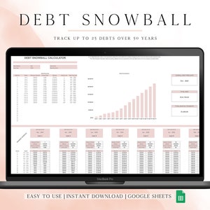Debt Snowball Tracker Spreadsheet for Google Sheets, Debt Payoff Tracker, Debt Free Spreadsheet, Debt Payoff Tracker, Debt Snowball