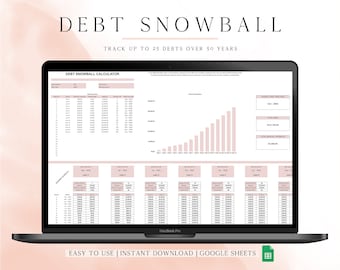 Debt Snowball Tracker Spreadsheet for Google Sheets, Debt Payoff Tracker, Debt Free Spreadsheet, Debt Payoff Tracker, Debt Snowball