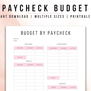 Printable Monthly Budget, Monthly Income & Expense, Monthly Budget Printable, PDF, A4, A5, US Letter, Instant Download