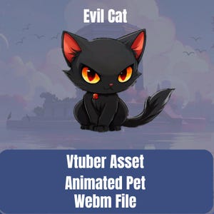 Animierte Böse Katze VTuber Haustier Objekt | HD-Animation mit transparentem Hintergrund | Perfekt für OBS, SLOBS & Stream Elements