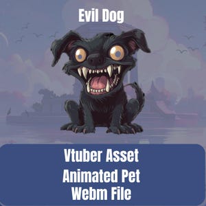 Animierter böser Hund VTuber Haustier-Asset | HD-Animation mit transparentem Hintergrund | Perfekt für OBS, SLOBS & Stream Elements