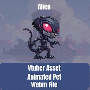 Animiertes Alien VTuber Haustier Objekt | HD-Animation mit transparentem Hintergrund | Perfekt für OBS, SLOBS & Stream Elements