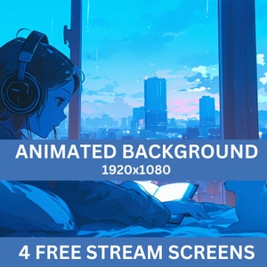 City Lofi Nightscape VTuber Animated Background Animated Pack - Urban Skyline with Streaming MP4 Files