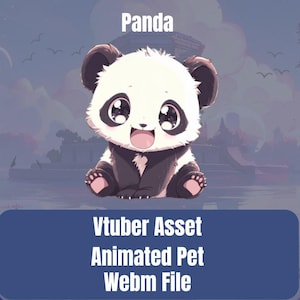 Animated Cute Panda VTuber Pet Asset | HD Animation with Transparent Background | Perfect for OBS,SLOBS & Stream Elements ,Stream Decoration
