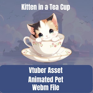 Animated Kitten/Cat VTuber Pet Asset | HD Animation with Transparent Background | Perfect for OBS,SLOBS & Stream Elements ,Stream Decoration