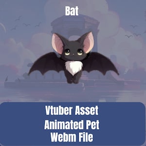 Animierte Fledermaus VTuber Haustier Objekt | HD-Animation mit transparentem Hintergrund | Perfekt für OBS, SLOBS & Stream Elements