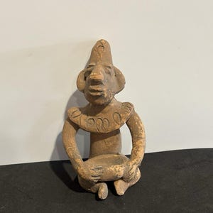 Pre-Columbian Statue Figurine-4.5” Red Terracotta Colima Pottery-Aztec/Mayan Man