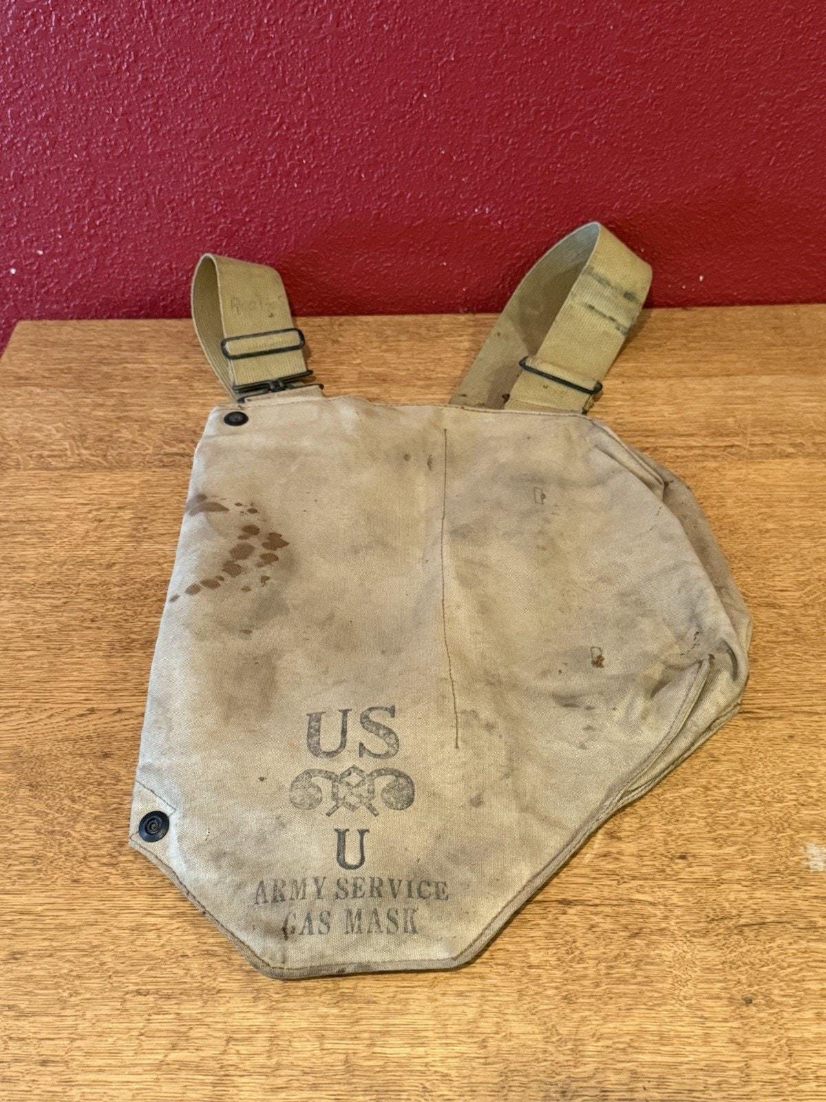 Vintage WWII US Army Service Gas Mask Carry Bag OD Green (bag Only