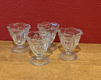 Set of 4 Anchor Hocking Fountainware Clear Footed Sundae Glass(es) 4"