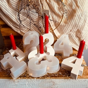 Silikonformen Advent Stabkerzenhalter Gießform Geburtstagskerzen Adventskranz Zahlen 1 2 3 4 Weihnachten image 1