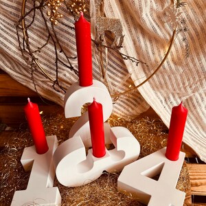 Silikonformen Advent Stabkerzenhalter Gießform Geburtstagskerzen Adventskranz Zahlen 1 2 3 4 Weihnachten image 5