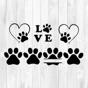 Puppy Paws with Hearts Bundle svg, Dog Paws Bundle PNG, Jpeg, Cricut, Silhouette, Sublimatie en afdrukbaar voor uw gemak.