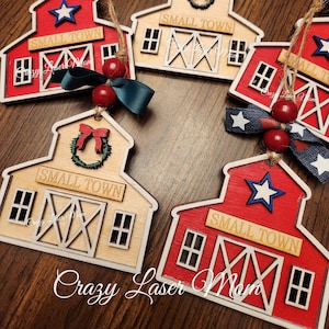 Décoration de grange de petite ville - fichier uniquement, SVG, PNG, décoration de Noël, décoration de Noël bricolage à essayer dans une petite ville