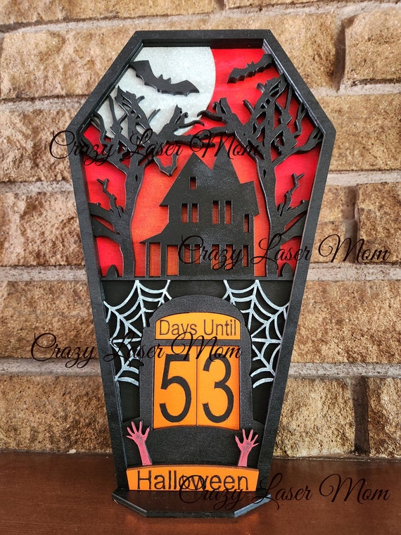 Halloween Countdown, Coffin, House, Gravestone, SVG, Laser, File Only