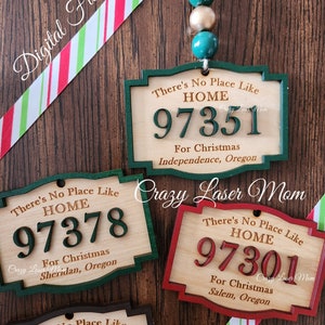 Zip Code Ornament - File Only, SVG, PNG, State, City, Christmas Ornament