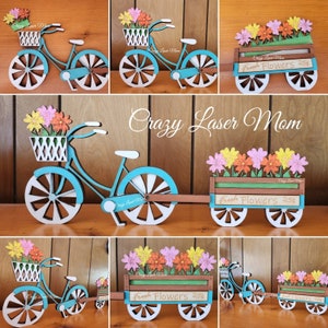 Interchangeable Bike and Wagon, File Only. Bike with flowers, 4th of July, Interchangeable sign, SVG, PNG, Digital, Laser file