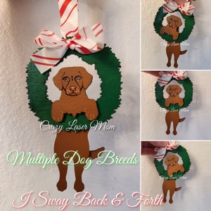 Dog Wreath Ornament - Multiple Dog breeds pack, File Only, SVG, PNG, Swinging Dancing Ornament, Lab, Dachshund, Chihuahua, Corgi, Pug, Pit