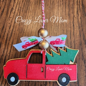 Truck Ornament - File Only, SVG, PNG, Christmas Ornament, Red Truck, Christmas Truck, Farm Truck