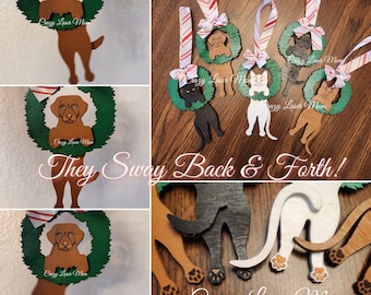 Cat and Dog Wreath Ornament - File Only, SVG, PNG, Swinging Dancing Christmas Ornament
