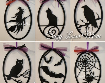Halloween Frames, bat, cat, witch, owl, raven, spider, Laser file, SVG, PNG, Cut file, File only