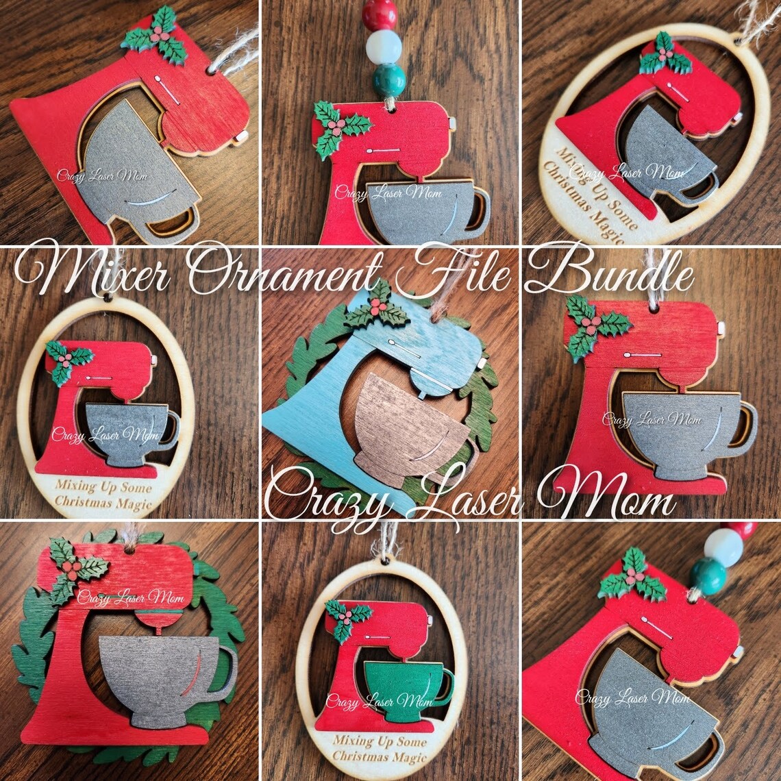 Mixer Ornament Bundle File Only, SVG, PNG, Christmas Ornament, Kitchen