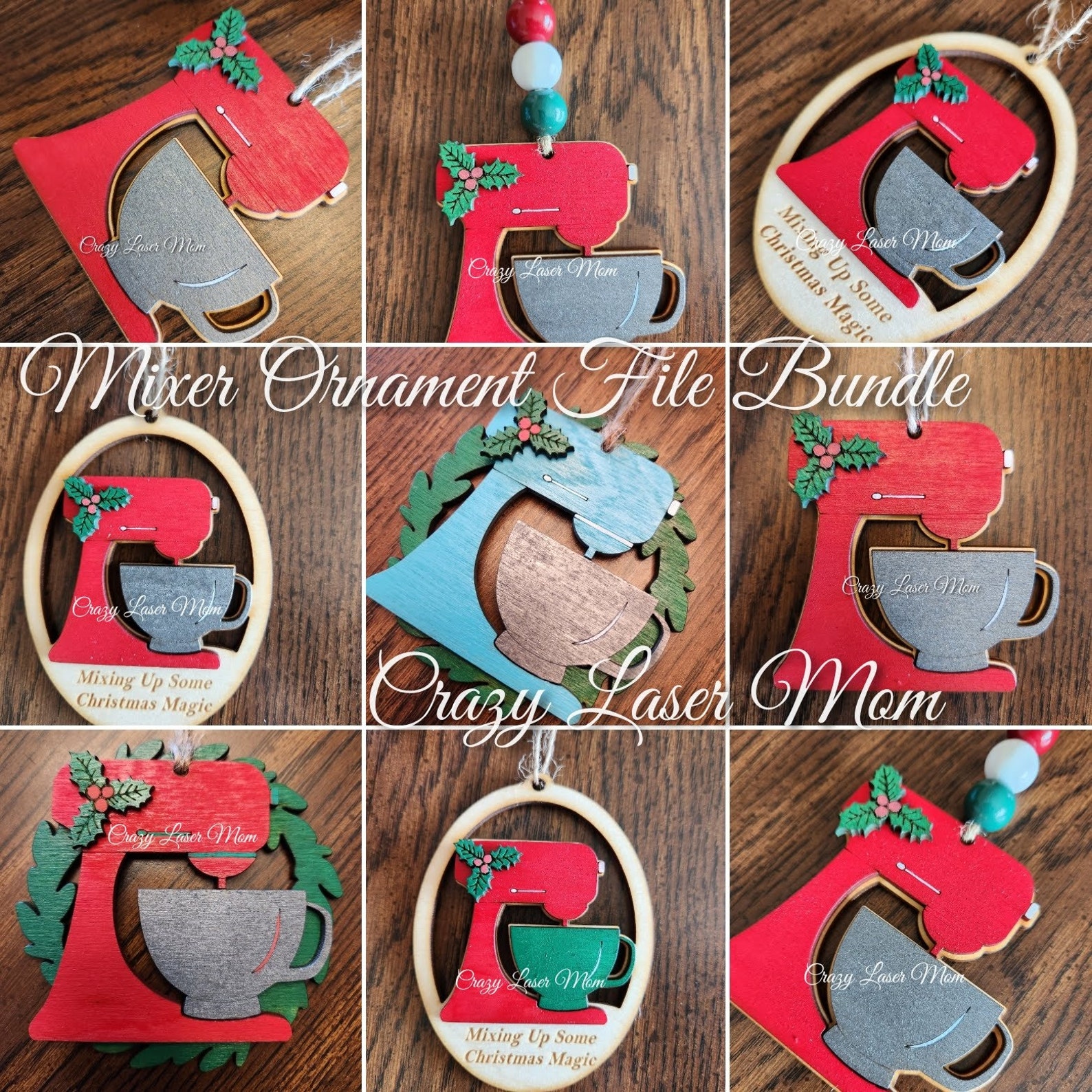 Mixer Ornament Bundle File Only, SVG, PNG, Christmas Ornament, Kitchen