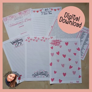 Conjunto Dia dos Namorados | 3 folhas de papel para escrever | 3 fichas de atividades | Download Digital | Esposa da prisão | Relacionamento a distância