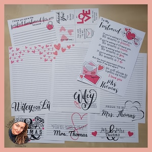 Conjunto de esposa personalizado ? 9 hojas de papel para escribir | Cartel de amor | Complementos de correo | Versión impresa | Esposa de prisión | Relación a larga distancia