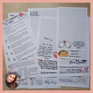Conjunto de 10 próximas cartas para él | 10 mensajes de escritura + consejos adicionales | 20 diseños | Versión impresa | Esposa de prisión | Relación a larga distancia
