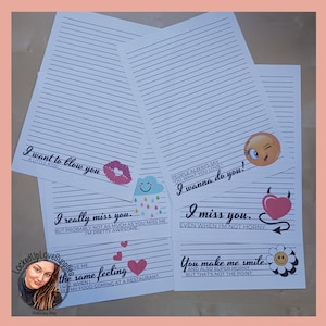 Juego de papel de escribir de amor divertido | 6 diseños | versión impresa | esposa de la prisión | Relación a larga distancia