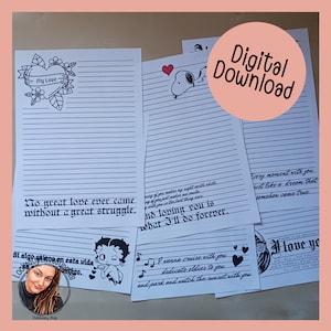 Juego de papel de escritura Chicana Love | 6 diseños | Descarga digital | Esposa de prisión | Relación a larga distancia