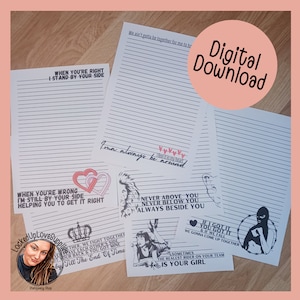La lealtad es realeza Vol.2 Juego de papel de escribir | 6 diseños | Versión Digital | Imprimible | Esposa de prisión | Relación a larga distancia