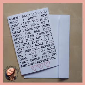 Je t'aime plus carte | Carte de vœux + Enveloppe | Épouse de prison | Relation longue distance | Un proche incarcéré