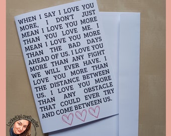 Love You More Card | Greeting Card + Envelope | Prison Wife | Long Distance Relationship | Incarcerated Loved One