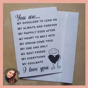 Je t'aime carte | Carte de vœux + Enveloppe | Épouse de prison | Relation longue distance | Un proche incarcéré