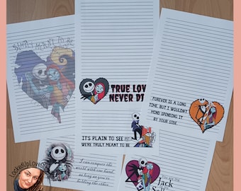 Set di carta da lettere Jack e Sally | 6 disegni | Versione stampata | Moglie in prigione | Relazione a lunga distanza