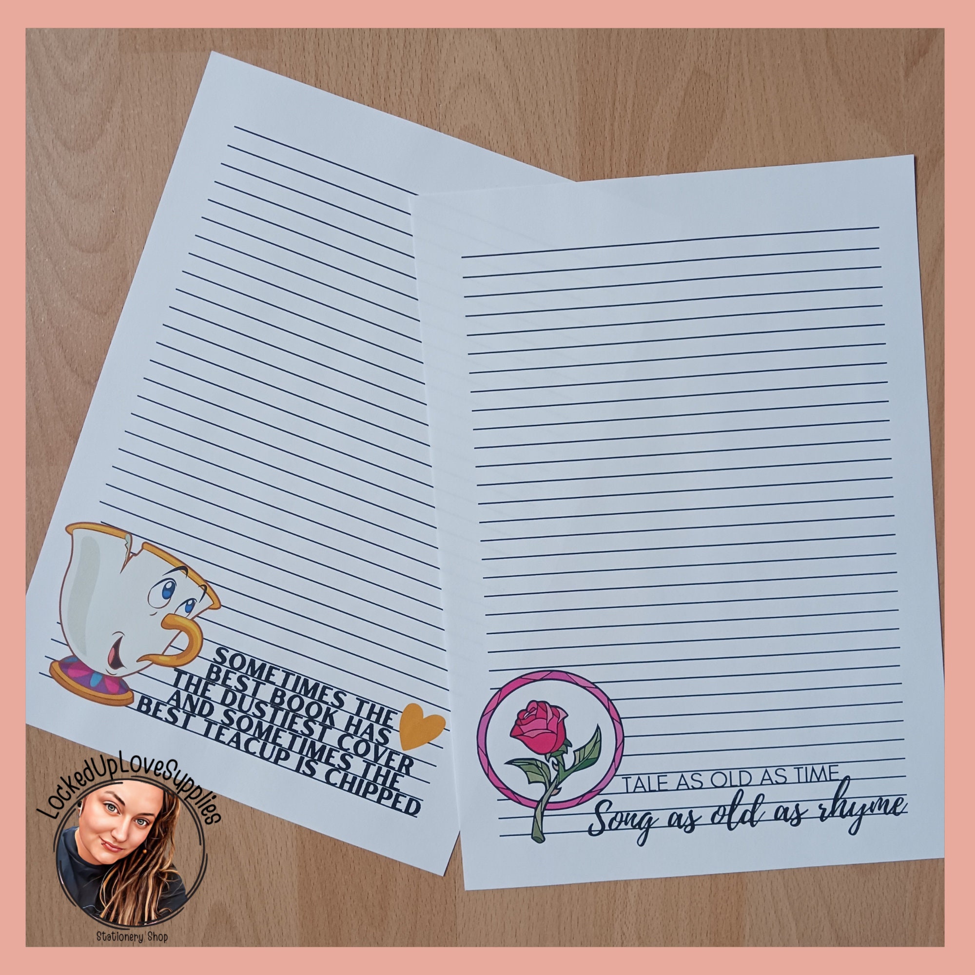 Beauty & the Beast Writing Paper Set | 6 Designs | Download ...