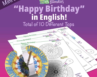 Happy Birthday in English  – Mini Birthday Bundle – Paper Top Printouts