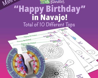 Happy Birthday in Navajo  – Mini Birthday Bundle – Paper Top Printouts