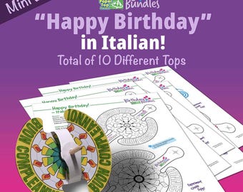 Happy Birthday in Italian  – Mini Birthday Bundle – Paper Top Printouts