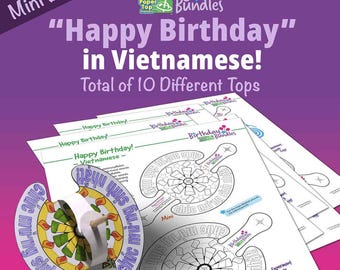 Happy Birthday in Vietnamese  – Mini Birthday Bundle – Paper Top Printouts