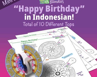 Happy Birthday in Indonesian  – Mini Birthday Bundle – Paper Top Printouts
