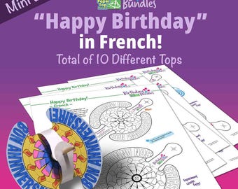 Happy Birthday in French  – Mini Birthday Bundle – Paper Top Printouts