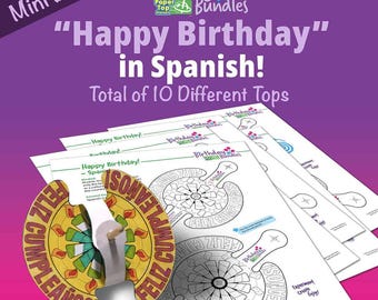 Happy Birthday in Spanish  – Mini Birthday Bundle – Paper Top Printouts